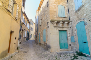Fototapeta na wymiar The street in the town of Gord, small charming town in Provence, France