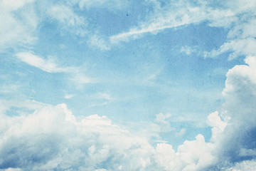 blue sky on old paper vintage effect for background.