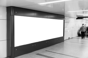 blank billboard in japan underground train station for background