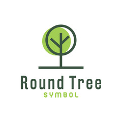 Green Monoline Round Tree Logo Vector Graphic Design