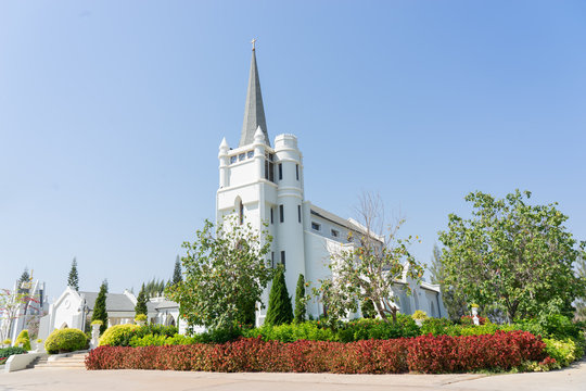 Khaoyai , Thailand - February 2,2019 : The Blessed Nicholas Bunkerd Kitbamrung Church Khao Yai , Wang Katha, Pak Chong District, Nakhon Ratchasima. Simple , beautiful and peace Church in nature .