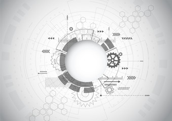 Abstract Technology Grey geometric background with gear shape. Vector graphic design