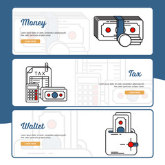 Business and Finance Banner Collection with Outline Filled Style