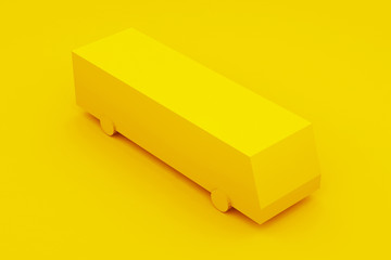 City Isometric Yellow Bus. 3D Illustration