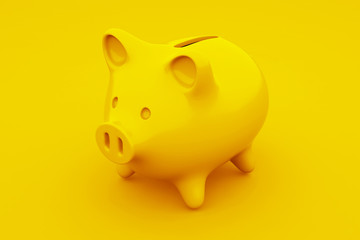 Yellow piggy bank. 3D illustration