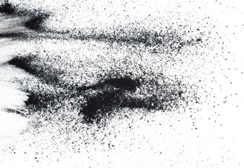 Abstract picture of activated charcoals powder on white background.