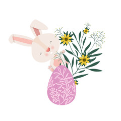 easter rabbit with egg isolated icon