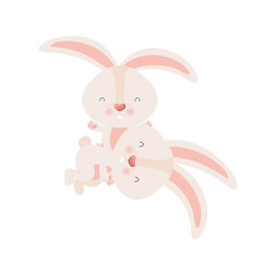 cute rabbits isolated icon