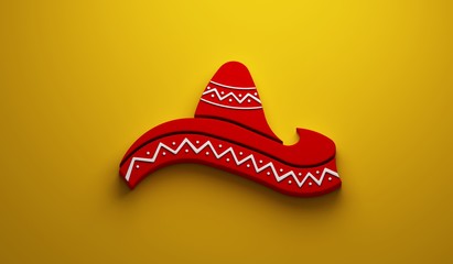 Mexican Hat- Cinco de Mayo Celebration. 3D Render Illustration