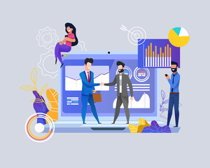 Vector Happy Men in Business Suits Shaking Hands.