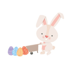 bunny with wheelbarrow and easter eggs icon