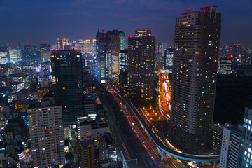 Fototapeta na wymiar 東京夜景　浜松町から望む汐留　新橋　銀座方面