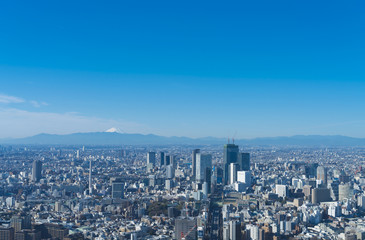 富士山と東京　渋谷を中心とした街並み　2019年
