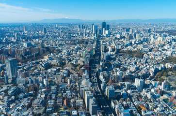 富士山と東京　渋谷を中心とした街並み　2019年