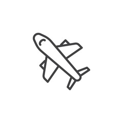Flying plane line icon. linear style sign for mobile concept and web design. Airplane outline vector icon. Symbol, logo illustration. Pixel perfect vector graphics
