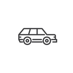 Station wagon car line icon. linear style sign for mobile concept and web design. Family car outline vector icon. Symbol, logo illustration. Pixel perfect vector graphics