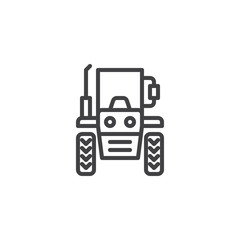 Tractor front line icon. linear style sign for mobile concept and web design. Tractor machine outline vector icon. Symbol, logo illustration. Pixel perfect vector graphics