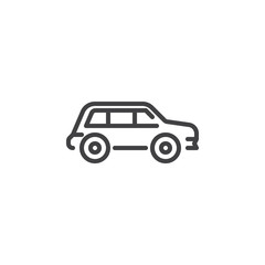 Crossover car line icon. linear style sign for mobile concept and web design. Transportation car outline vector icon. Symbol, logo illustration. Pixel perfect vector graphics