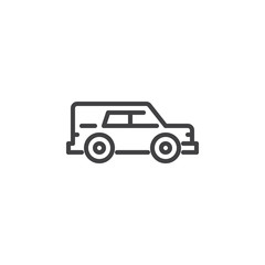 Hearse car line icon. linear style sign for mobile concept and web design. Funeral hearse car outline vector icon. Symbol, logo illustration. Pixel perfect vector graphics