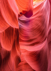 Fancy sandy labyrinths of the lower Antelope Canyon in Arizona