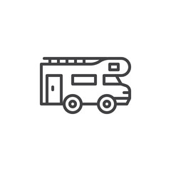 Caravan trailer line icon. linear style sign for mobile concept and web design. Camping car, Campervan outline vector icon. Symbol, logo illustration. Pixel perfect vector graphics