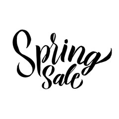 Fototapeta na wymiar Spring. Trendy script lettering design Spring Sale. - Vector