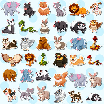 Set of cute animal sticker