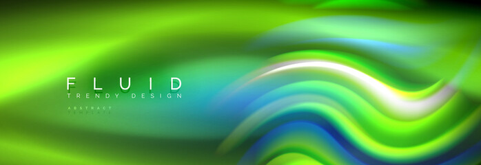 Fluid colors mixing glowing neon wave background, holographic texture