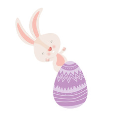 easter rabbit with egg isolated icon