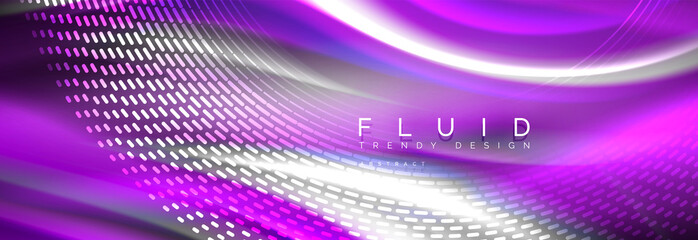 Fluid colors mixing glowing neon wave background, holographic texture