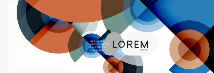 Flying circles geometric abstract background