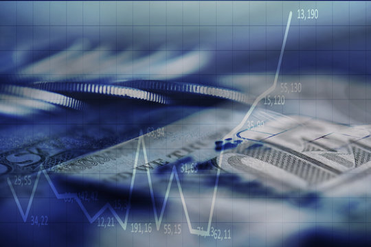 Double exposure Rows of coins of Credit cards on the table,finance and business concept,Money,soft focus and blurred style,dark tone.