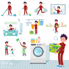 flat type school boy red jersey_housekeeping