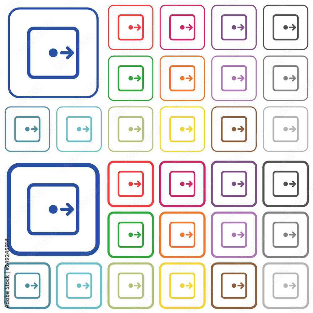 Poster move object right outlined flat color icons