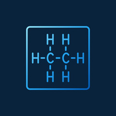 Ethane chemical structure vector linear colored icon or symbol. C2H6 concept sign on dark background