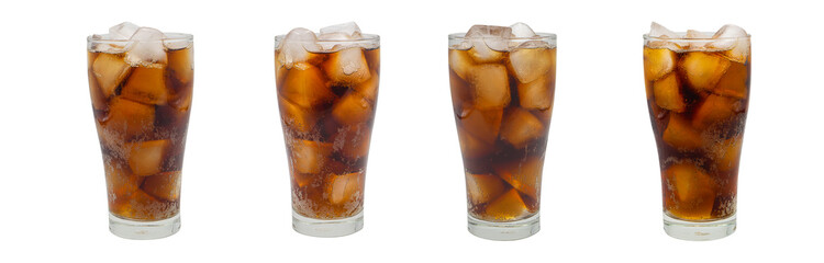 Cola in glass on white background.