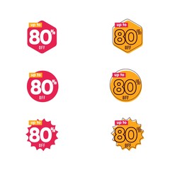 Discount Set Label Vector Template Design Illustration