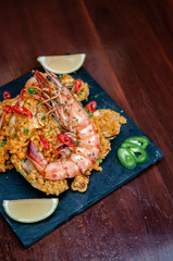 King prawn Paella Spanish seafood Paella rice