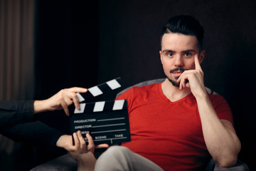 Male Actor at Casting Agency Filming Demo Reel