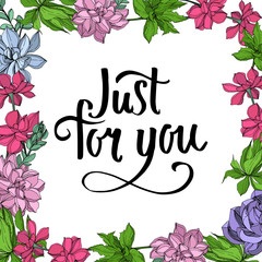 Vector Jungle botanical succulent flower. Engraved ink art illustration. Frame border ornament square.