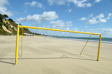 Goalposts on beach, Bournemouth, Dorset