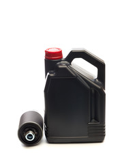 machine oil and oil filter isolated