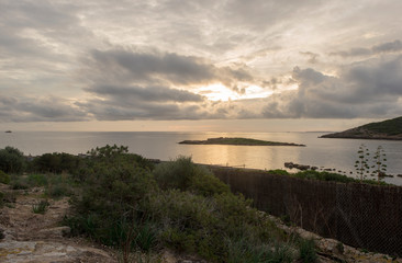 The cala sa sal rossa in ibiza at dawn