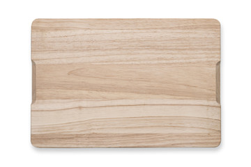 Top view of an empty wooden cutting board isolated on a white bakcground (high details)