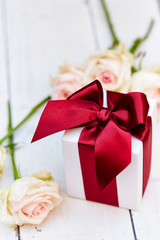 Gift box with flower bouquet 