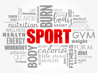 SPORT word cloud, fitness, health concept