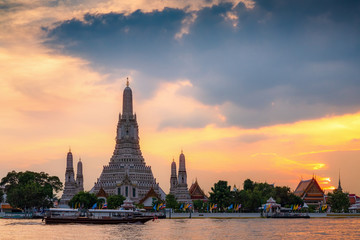 Wat Arun temple during sunset in bangkok,Thailand,one of famous landmark of Bangkok,Thailand.