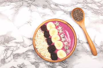 Smoothie bowl on marble background