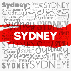 Sydney wallpaper word cloud, travel concept background