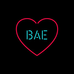 BAE NEON SIGN BLACK BACKGROUND